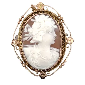 Cameo 9ct Yellow Gold Vintage Brooch