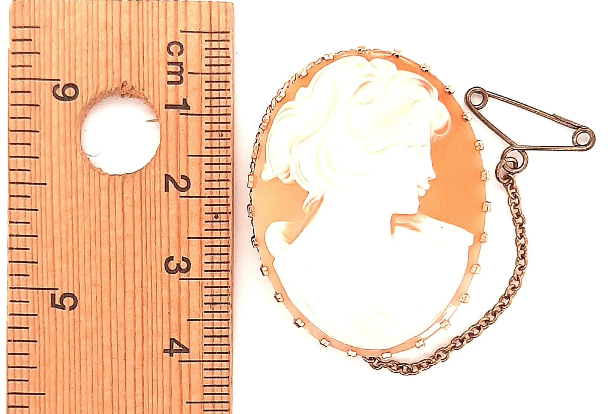 Cameo Portrait Vintage Brooch with Gold Plated Surround