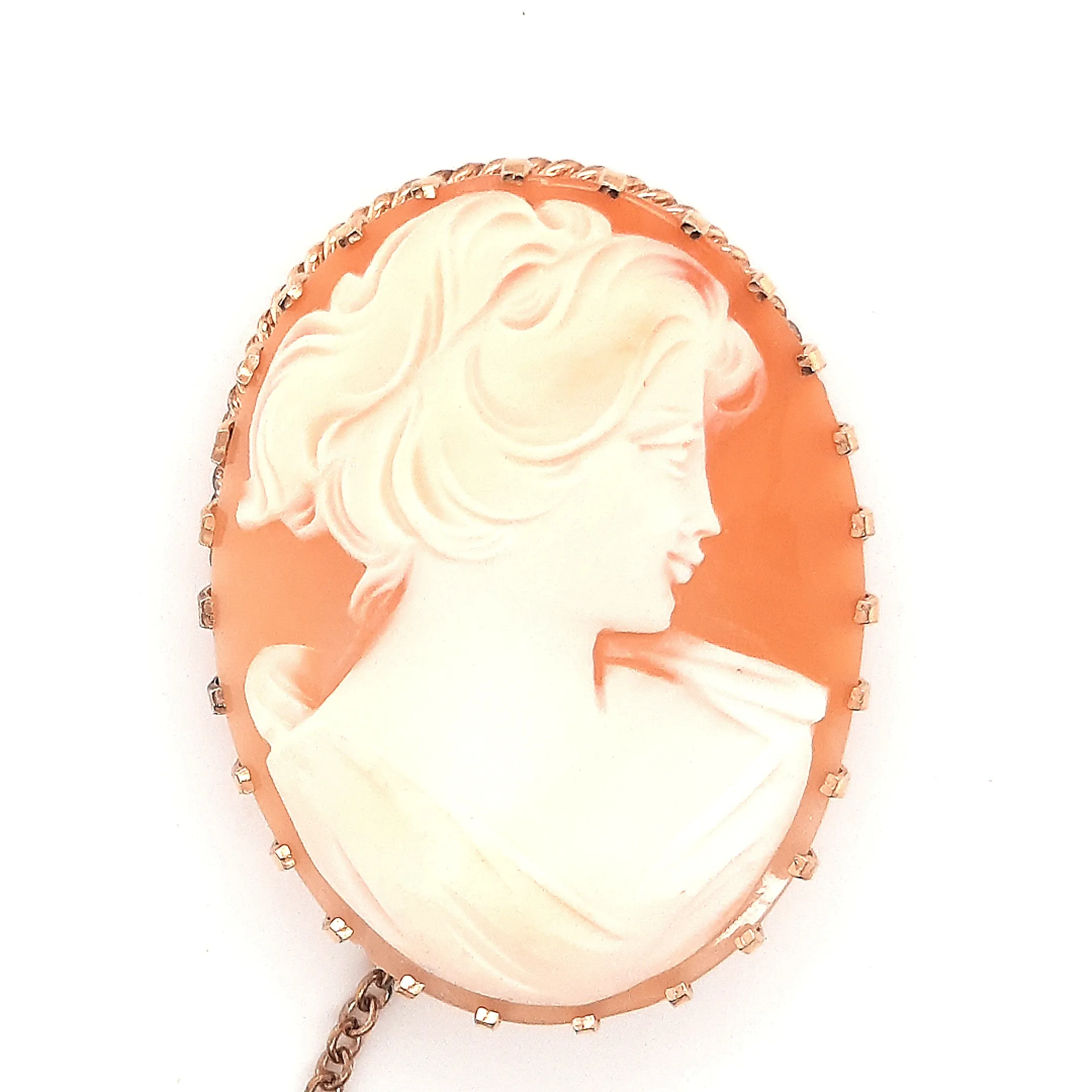 Cameo Portrait Vintage Brooch with Gold Plated Surround