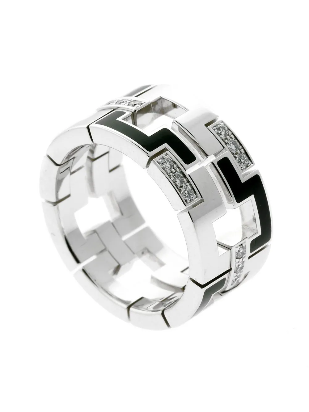 Cartier Enamel & Diamond Ring in White Gold