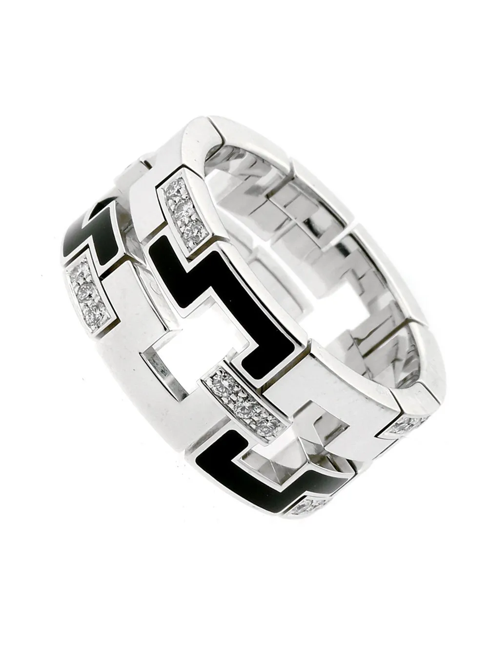 Cartier Enamel & Diamond Ring in White Gold