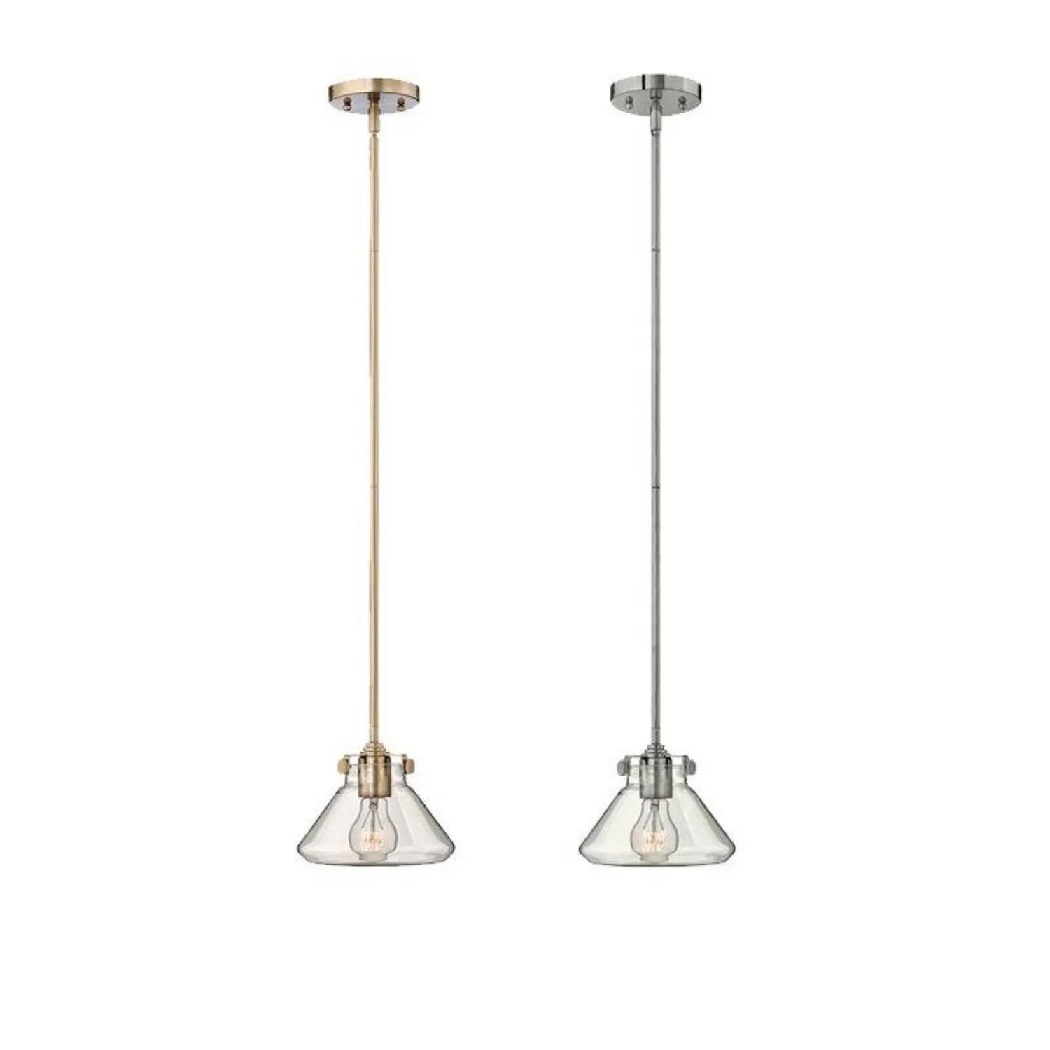 Congress Clear Glass Pendant Light E27 in Brushed Caramel and Chrome Elstead Lighting - ELS.HK-CONGRESS-P-A