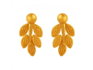 Delicate 22k Gold Earrings Adorned With Leafy Details