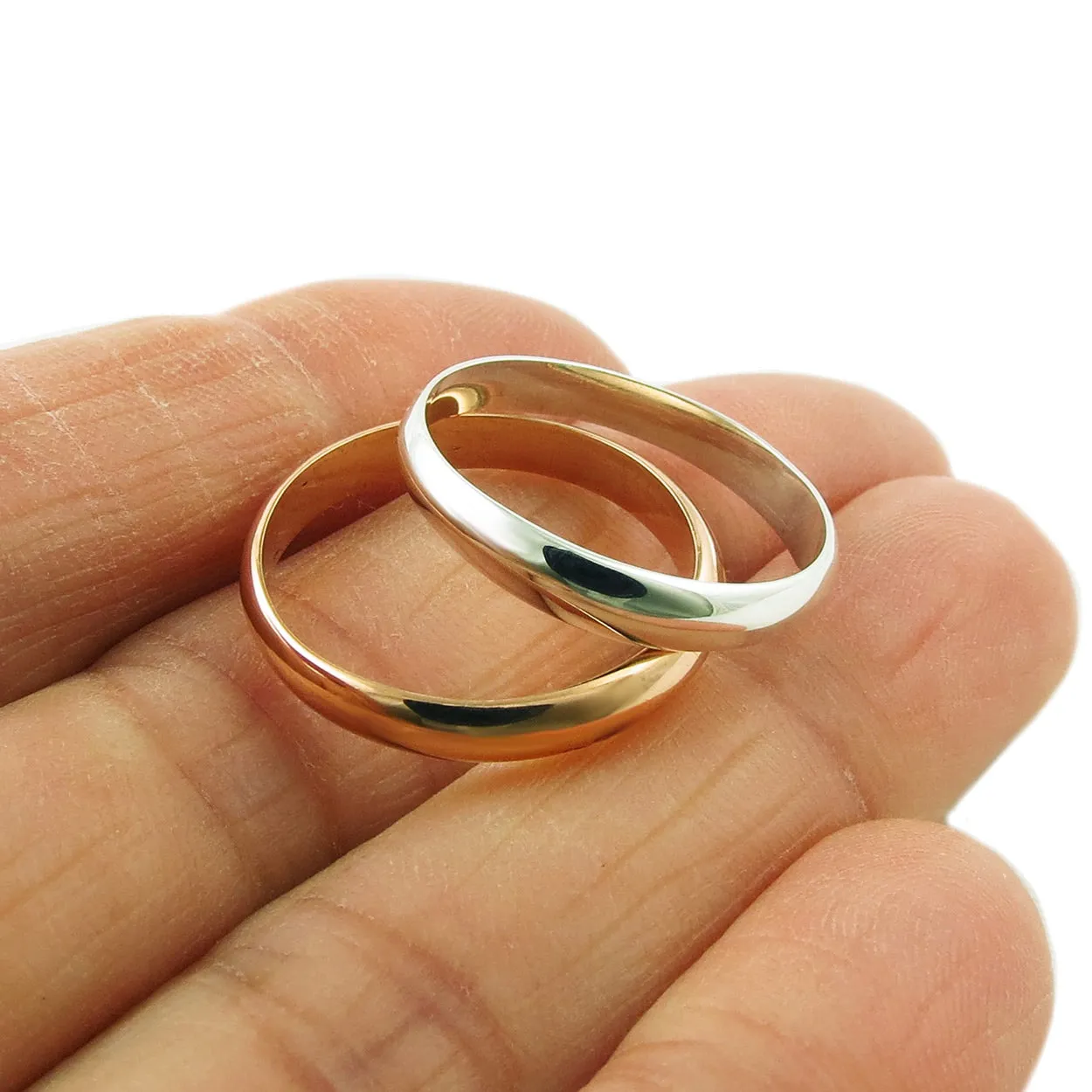 Double 2 in 1 925 Silver and Copper Circle Ring