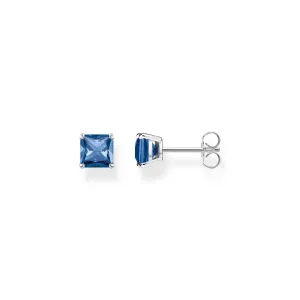 Ear studs blue stone silver