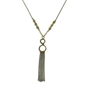 Edgy Petal Long Chain Infinity Tassel Labradorite Necklace