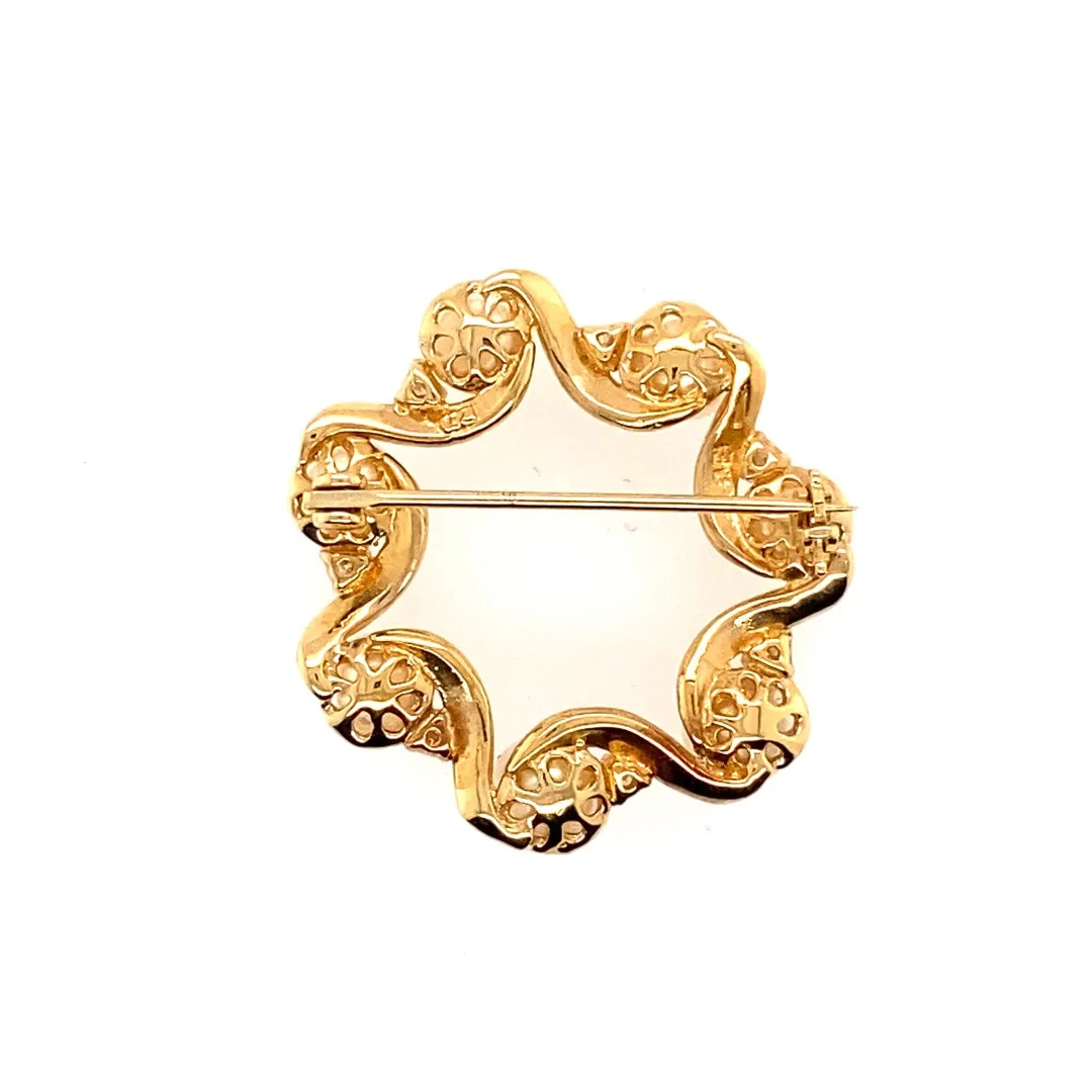 Estate Yellow Gold Pearl Brooch