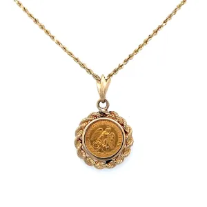 Estate Yellow Gold Peso Pendant Pendant