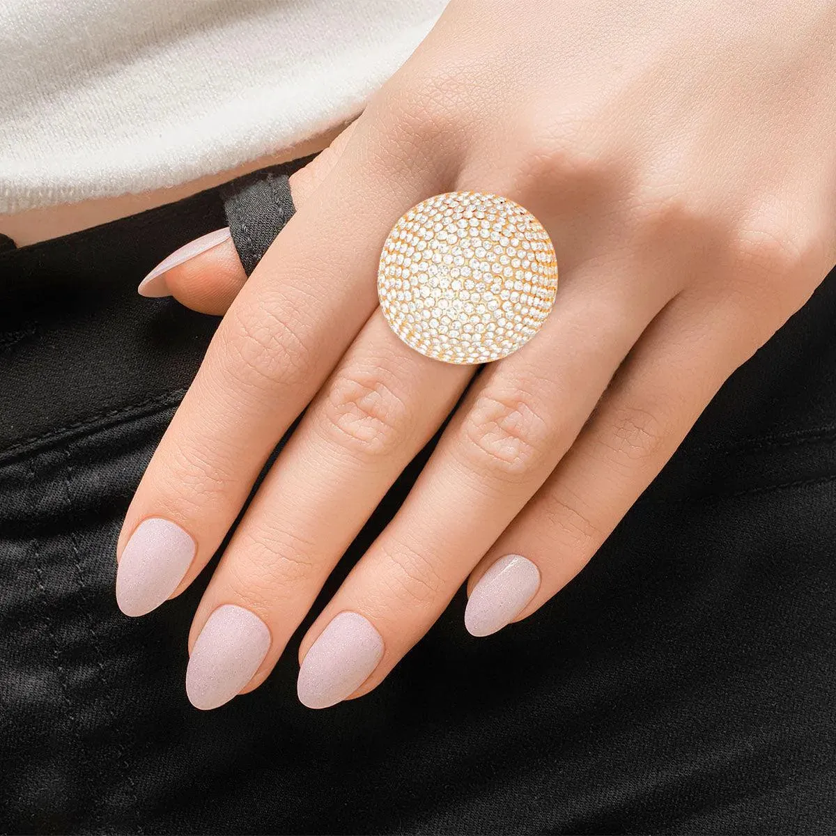 Eye-Catching Clearly Dazzling Dome Cocktail Ring: Statement Jewelry