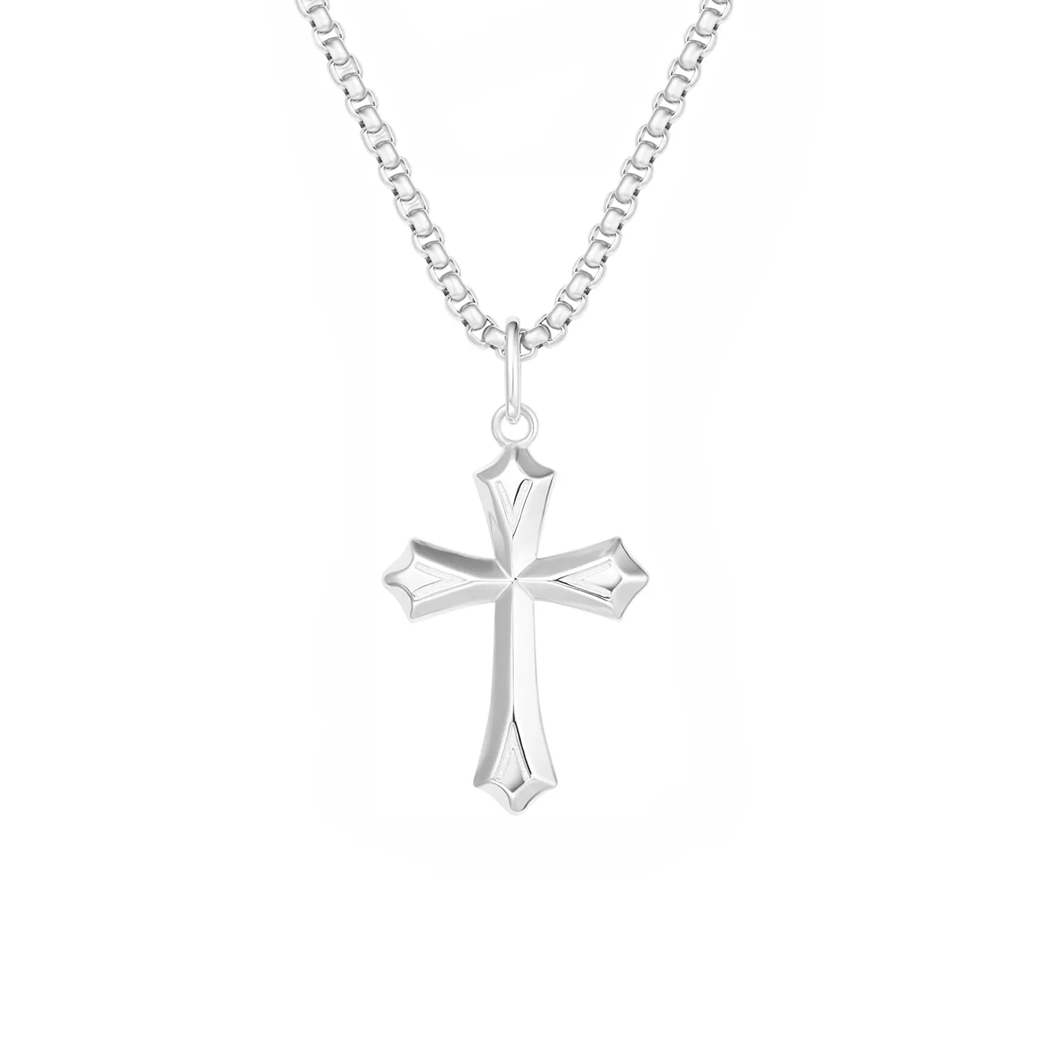 FANCIME Edgy Gothic Cross Pendant Mens Sterling Silver Necklace