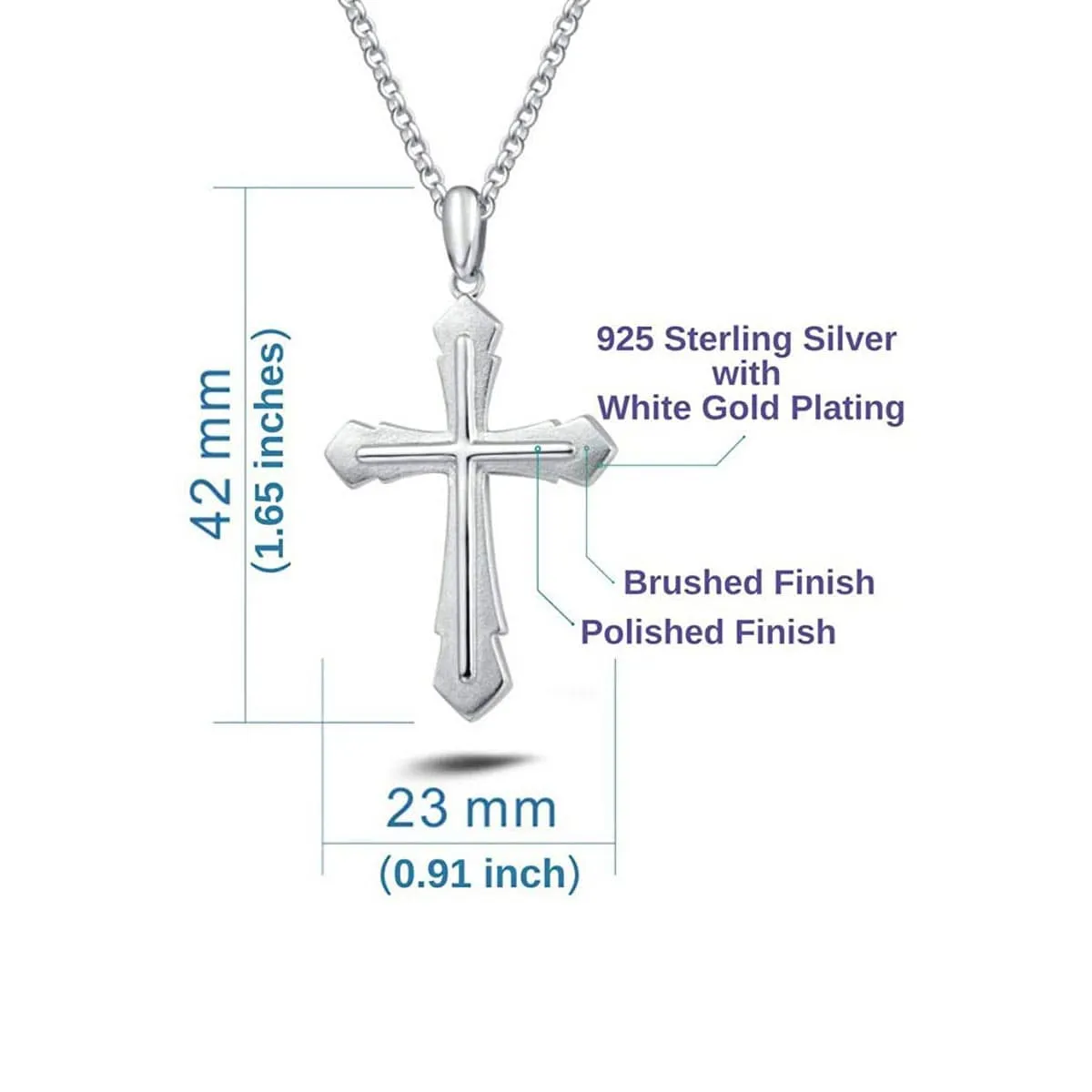 FANCIME Edgy Men's Cross Sterling Silver Necklace