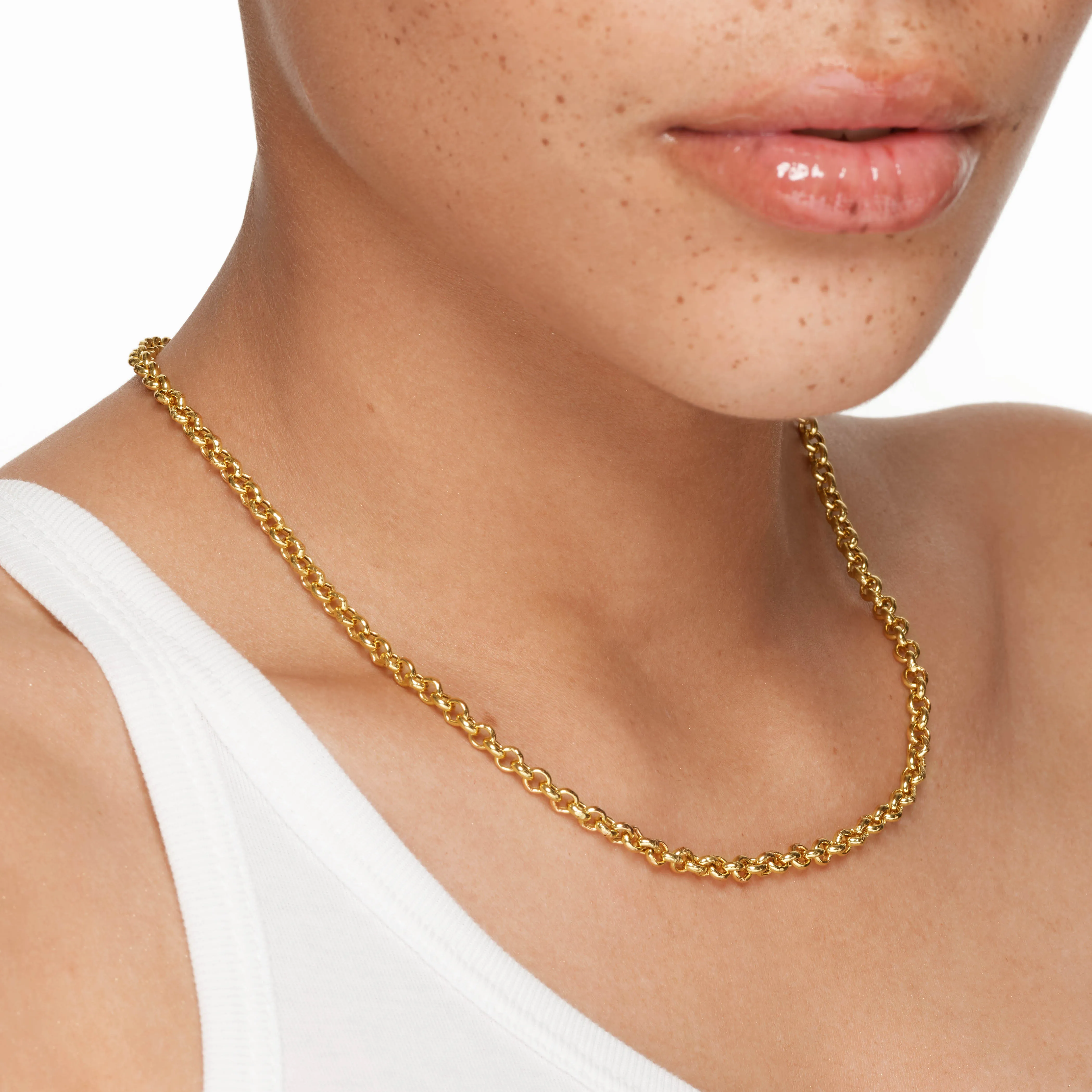 Fine Belcher Chain Necklace in Gold