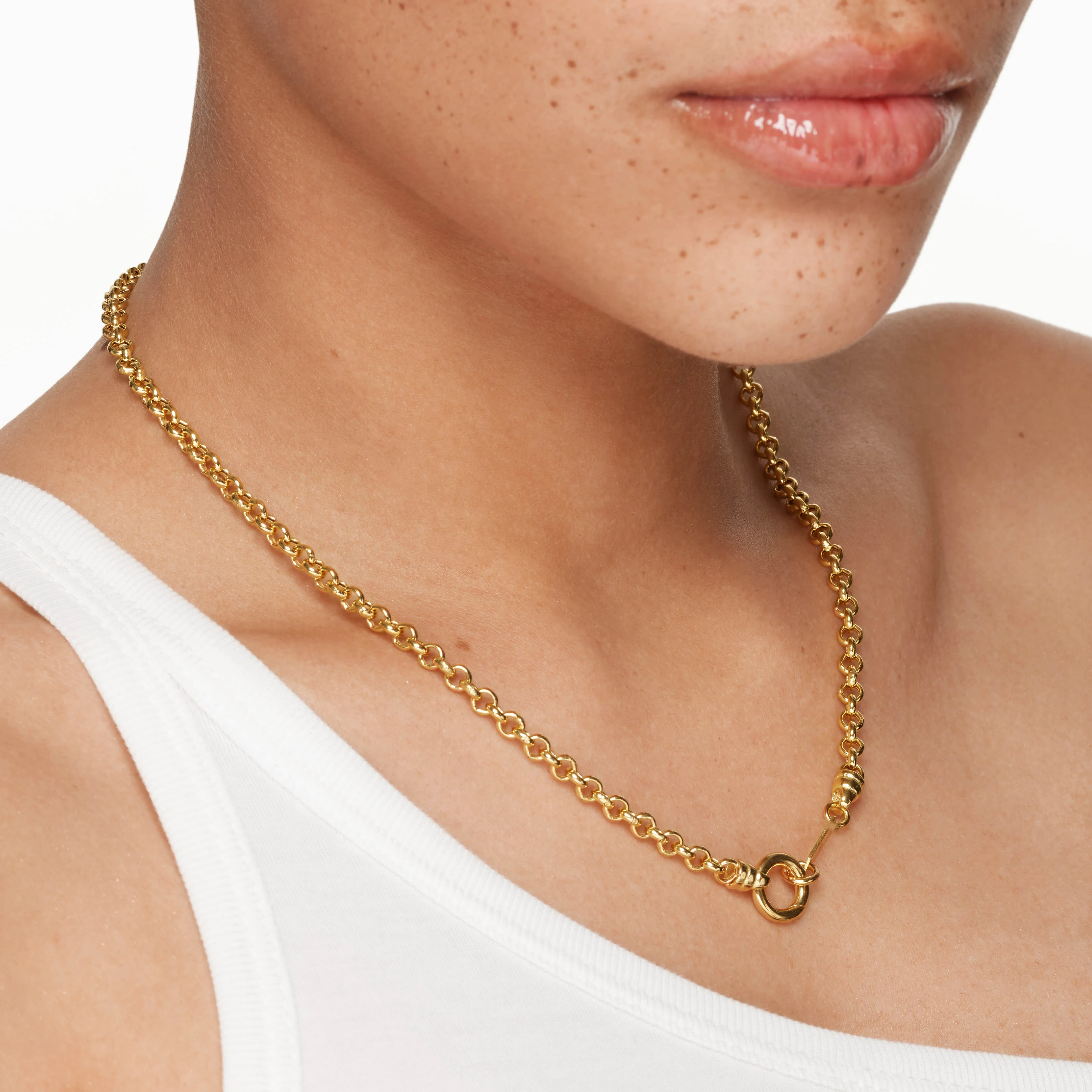 Fine Belcher Chain Necklace in Gold