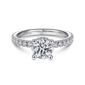 Gabriel & Co Alina - 14K White Gold Hidden Halo Round Diamond Engagement Ring