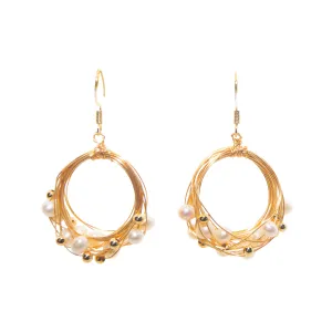 Gilded Basket of Keshi Pearls Earrings