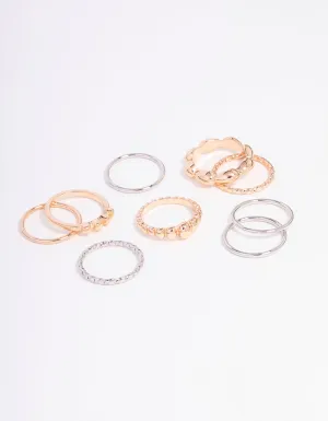 Gold & Silver Textured Dainty Ring 9-Pack