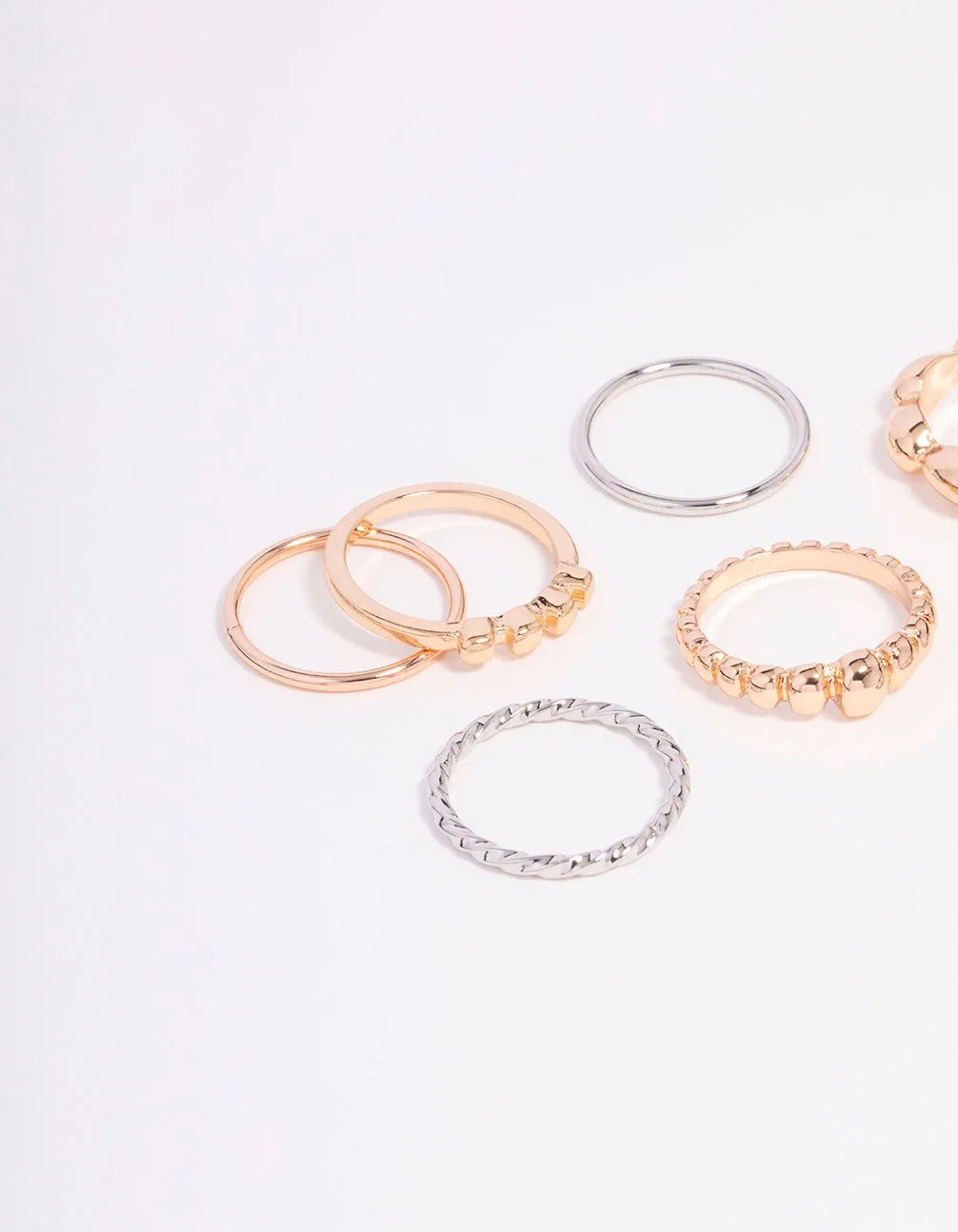 Gold & Silver Textured Dainty Ring 9-Pack