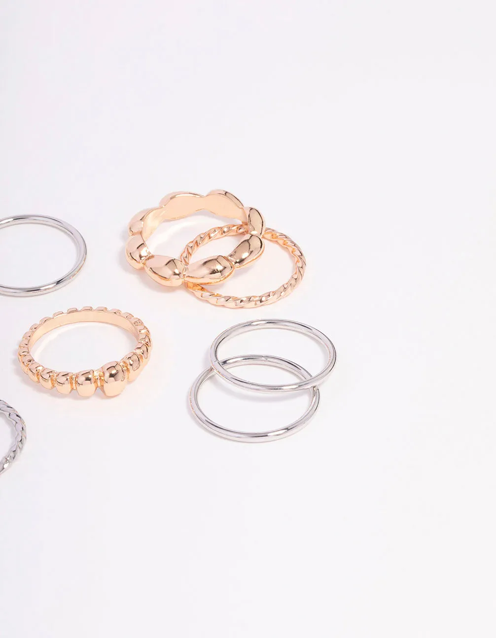 Gold & Silver Textured Dainty Ring 9-Pack