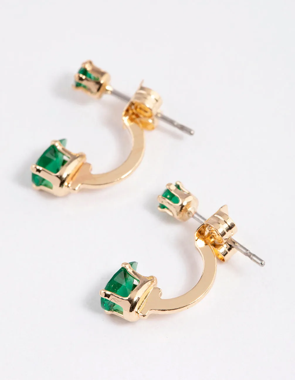 Gold Diamante Pear Ear Jacket Earrings