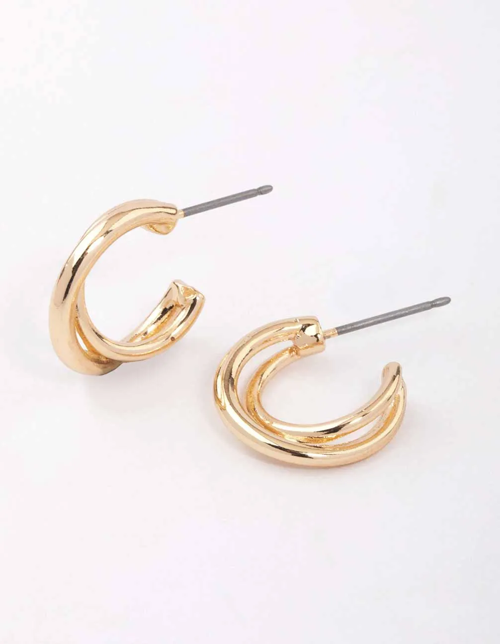 Gold Interlaced Huggie Earrings