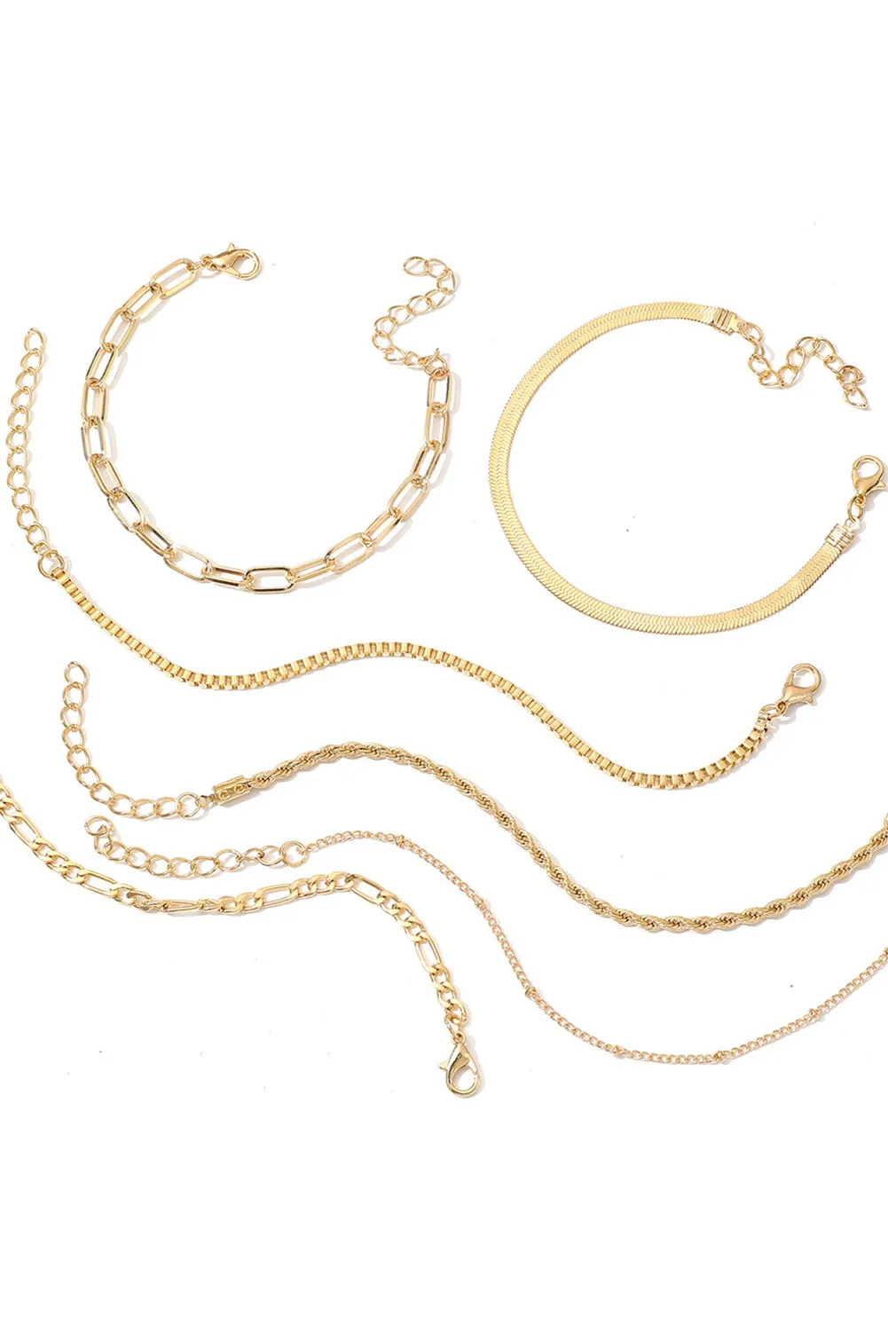 Gold Multi Layered Adjustable Chain Bracelet Set