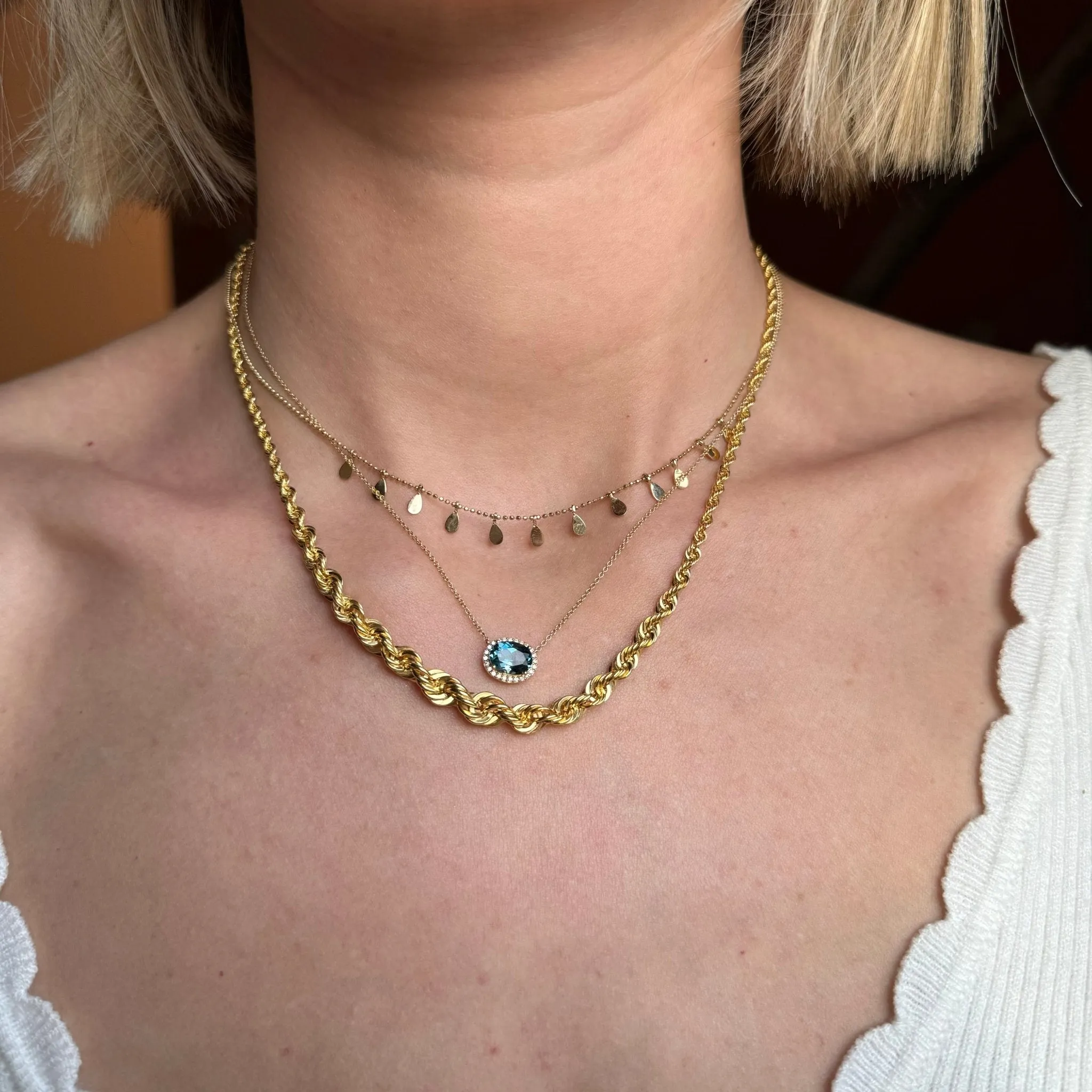 Gold Pear Dangle Necklace