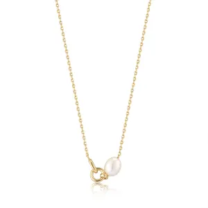 Gold Pearl Link Chain Necklace