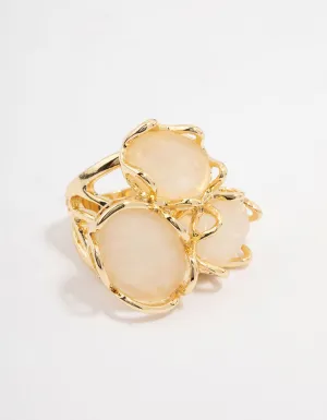 Gold Plated Statement Semi-Precious Trio Ring