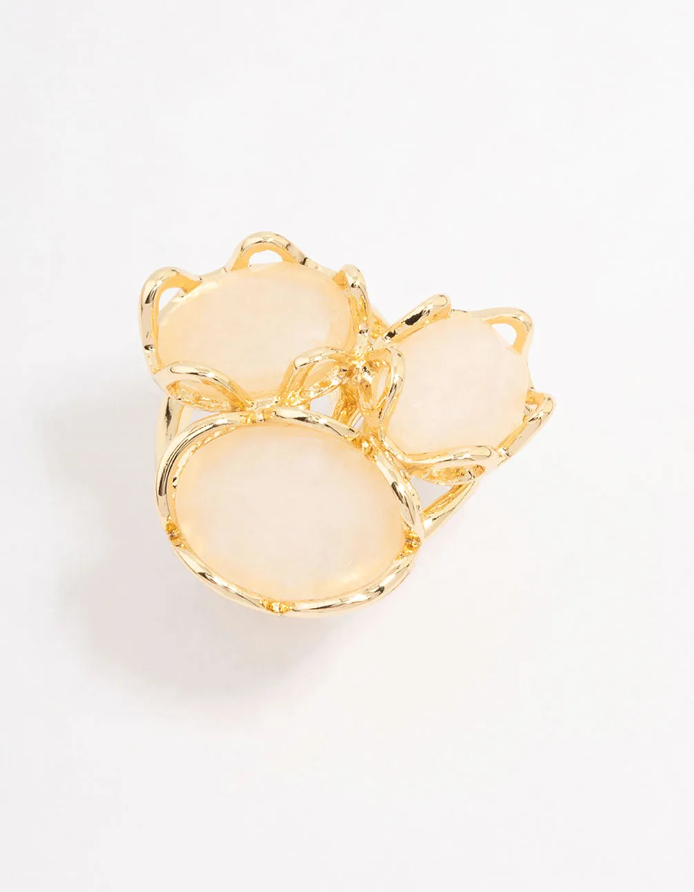 Gold Plated Statement Semi-Precious Trio Ring