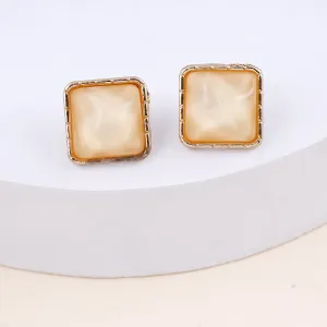 Gold Plated Yellow Square Earrings