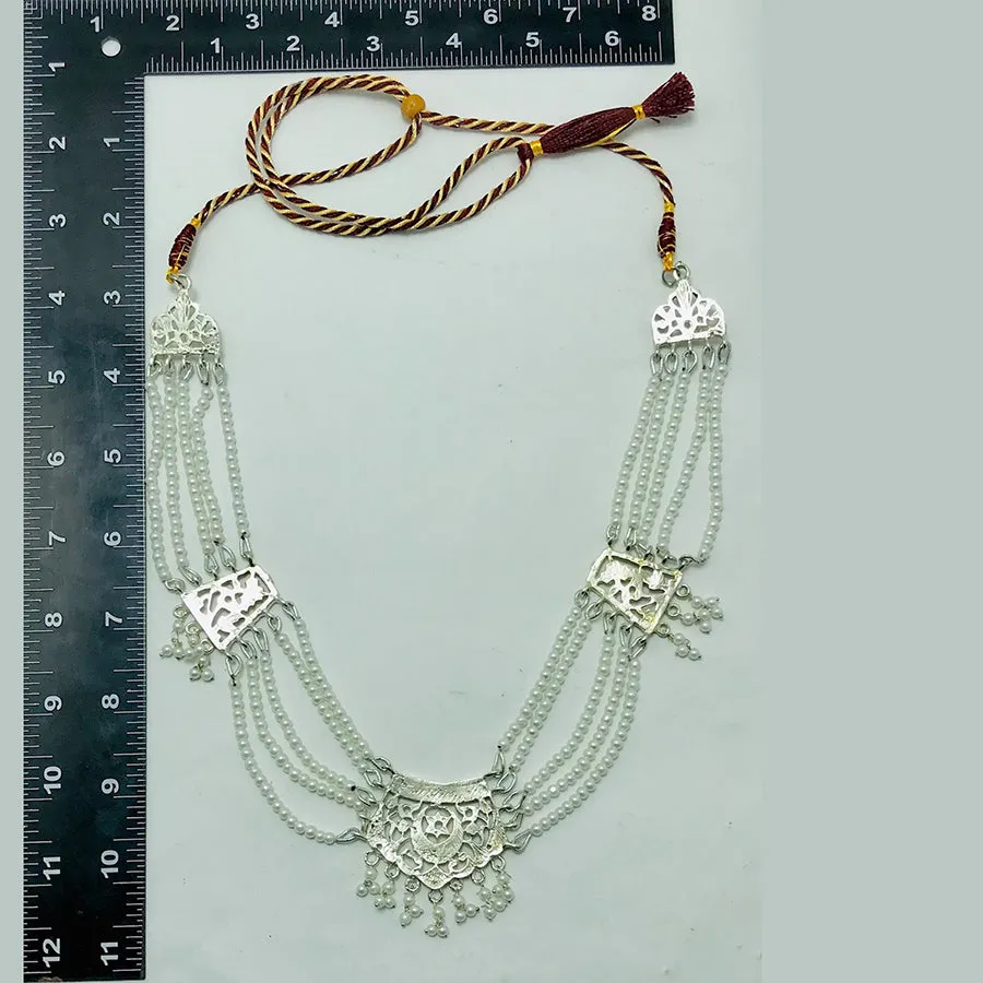 Handmade White Pearls Beaded Chain Necklace