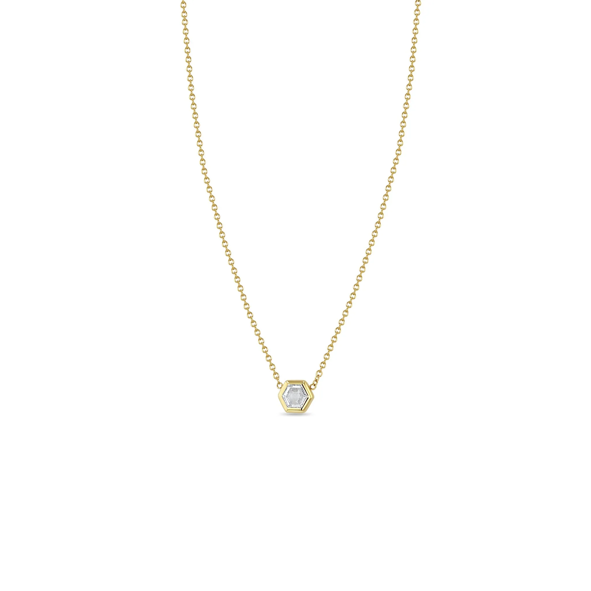 Hexagon Cut Diamond Bezel Necklace