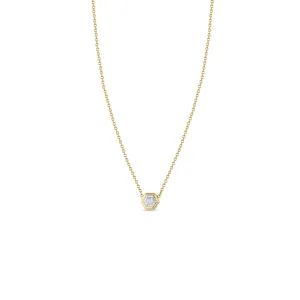 Hexagon Cut Diamond Bezel Necklace