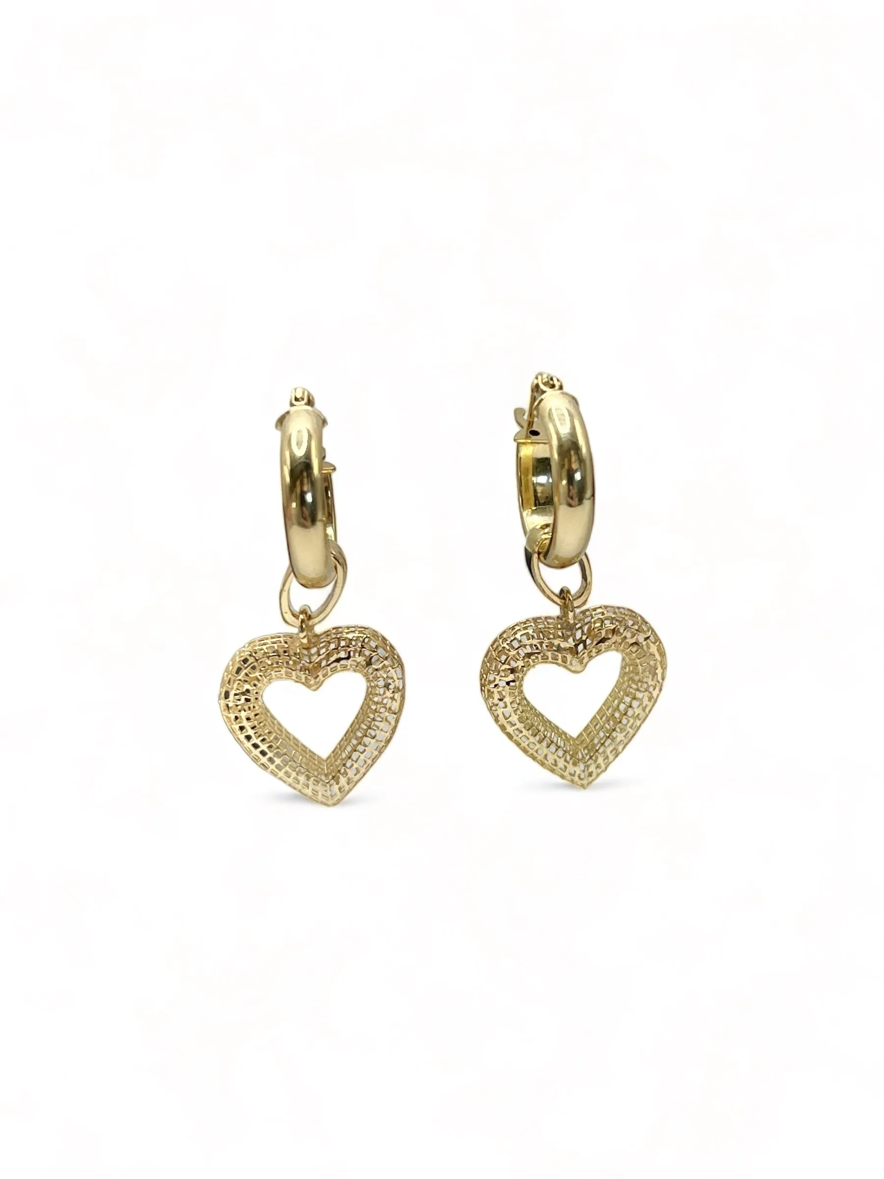 HOOP EARRINGS WITH HEART AND HEART PENDANT