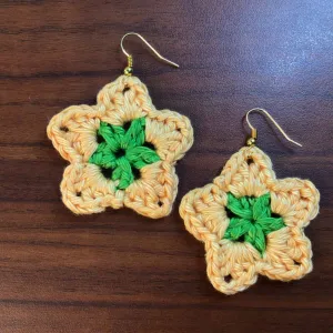 Indiva Handmade Crochet Pale Orange & Green Earrings