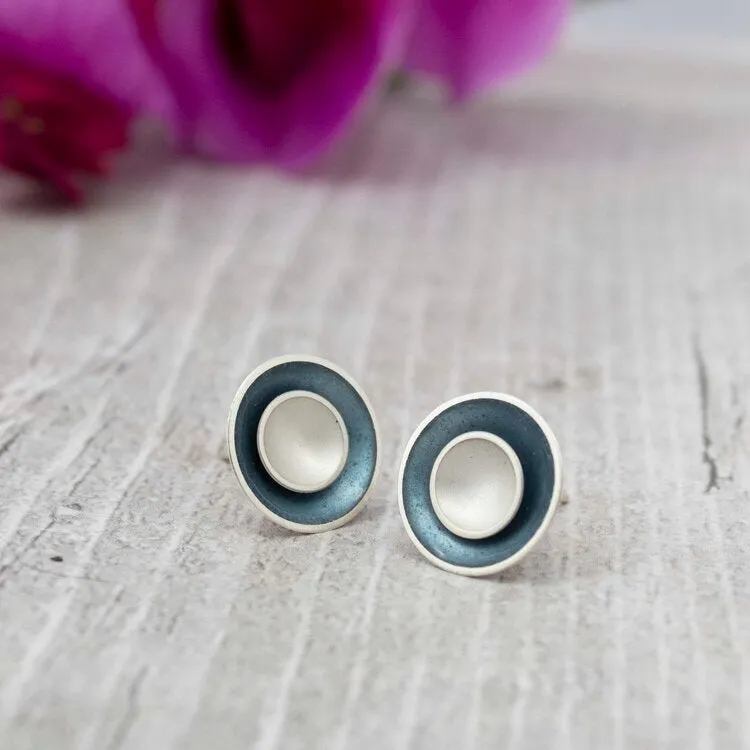 Large Enamel and Silver Target Studs - Outer Enamel