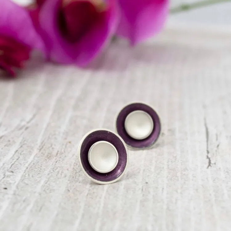 Large Enamel and Silver Target Studs - Outer Enamel