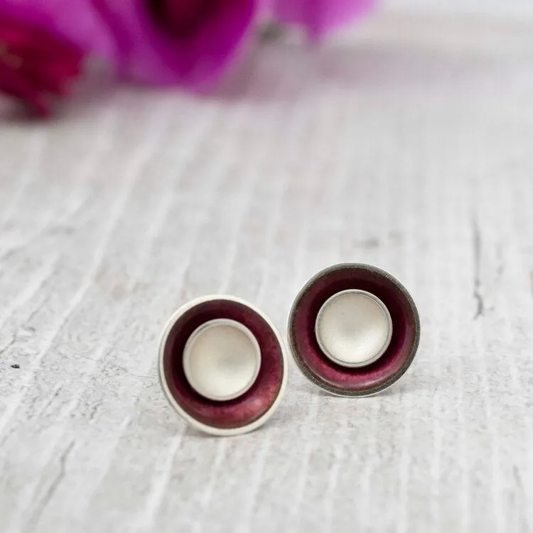 Large Enamel and Silver Target Studs - Outer Enamel