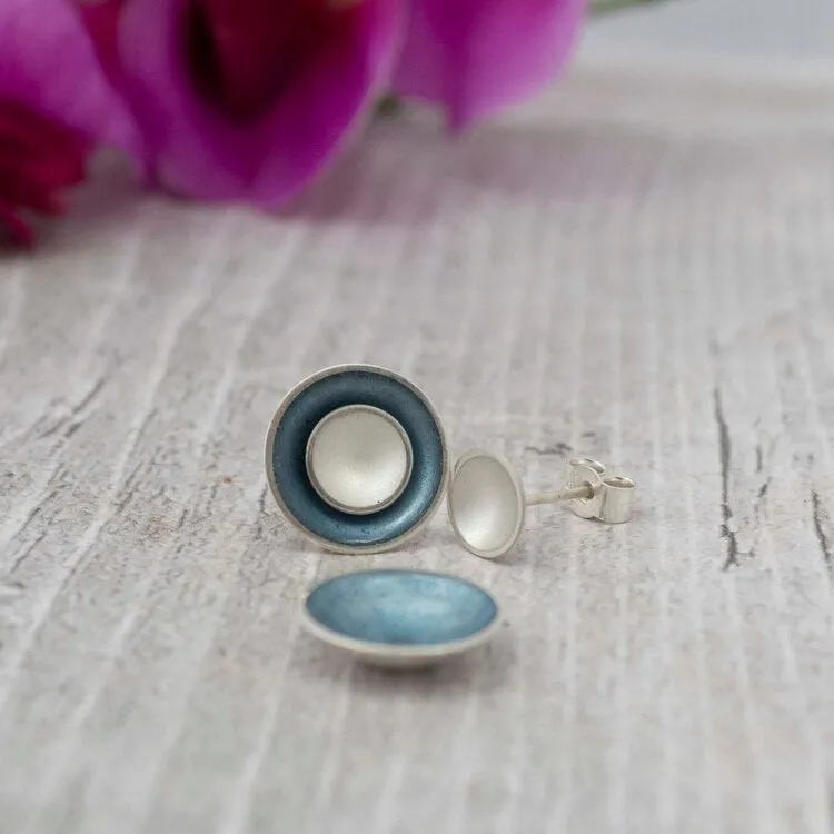 Large Enamel and Silver Target Studs - Outer Enamel