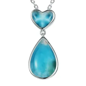 Larimar Aloha Heart Teardrop Pendant