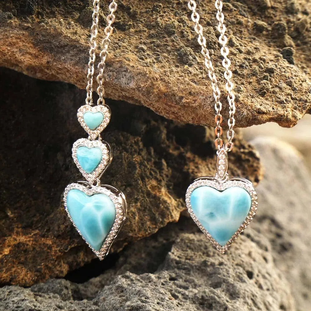 Larimar Ku’u Ohana Heart Pendant