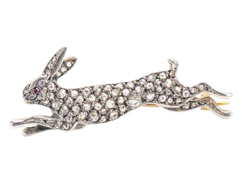 Leap Year - Antique Diamond Rabbit Brooch