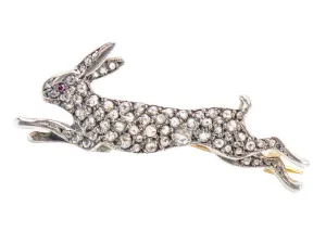 Leap Year - Antique Diamond Rabbit Brooch