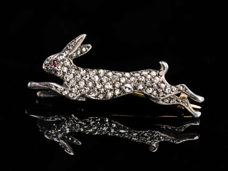 Leap Year - Antique Diamond Rabbit Brooch