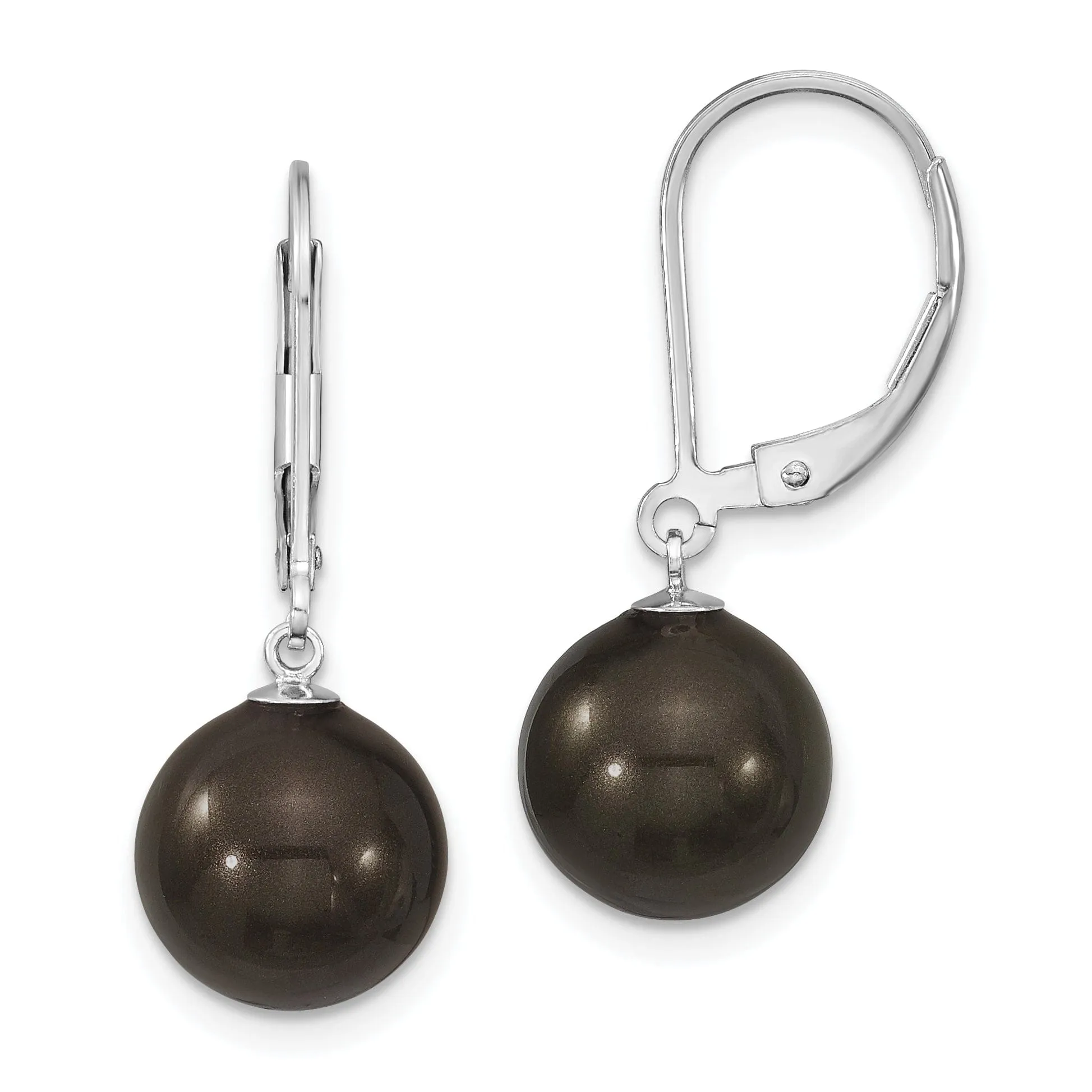 Majestik Round Black Pearl Leverback Earring