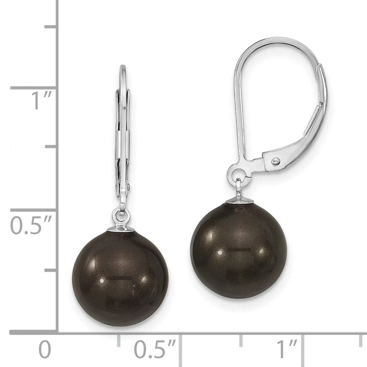 Majestik Round Black Pearl Leverback Earring