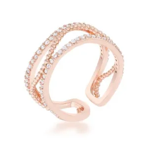 Marina 0.5ct CZ Rose Gold Abstract Cuff Ring