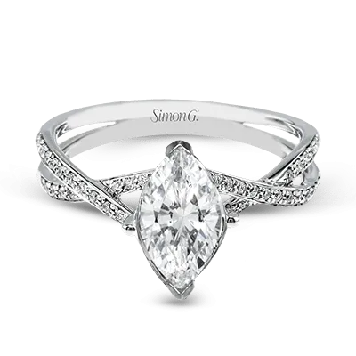 Marquise-cut Criss-cross Engagement Ring & Matching Wedding Band in 18k Gold with Diamonds