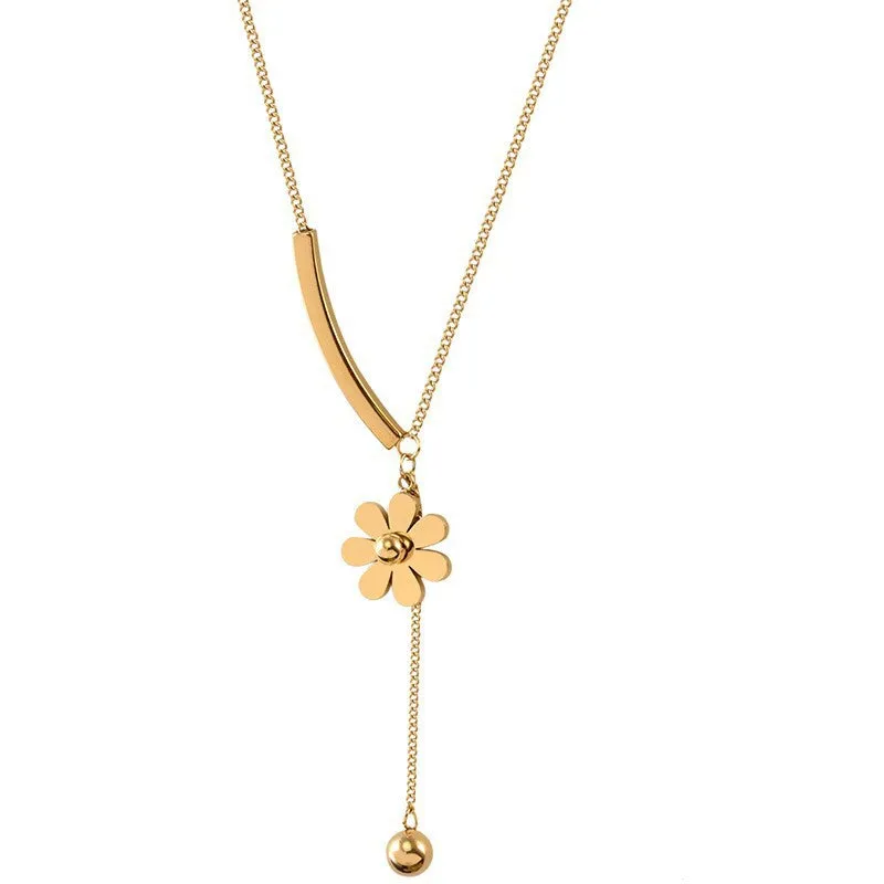 Moderate Luxury Geometric Stainless Steel 18K Gold Plated Necklaces