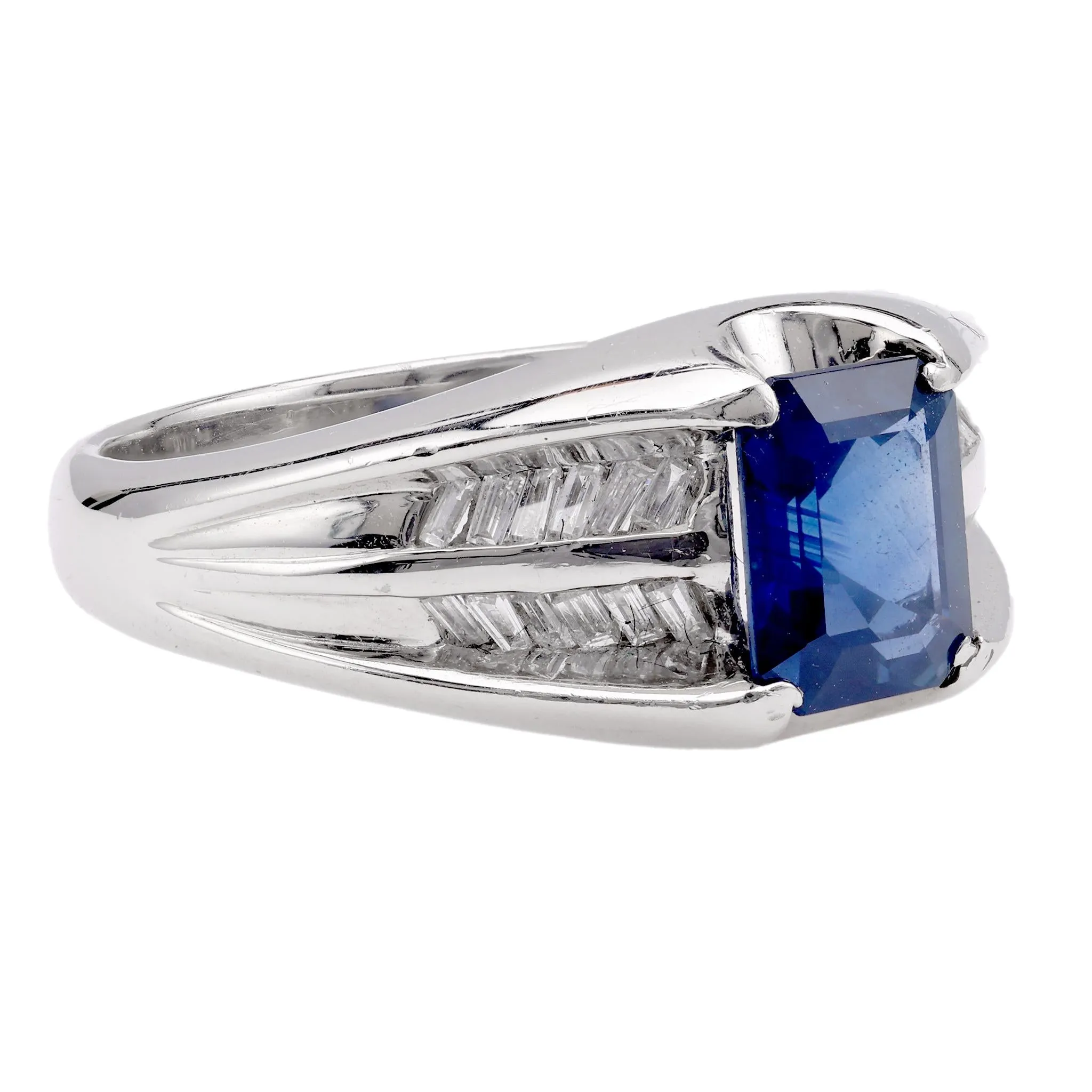 Modern 1.29 Carat Sapphire Diamond Platinum Ring